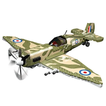 Военный истребитель WW2 Spitfire Строительный блок DIY 1/32 Масштаб Британский Самолет Строительный Кирпич Игрушка для мальчика Детский подарок на День рождения Рождественский