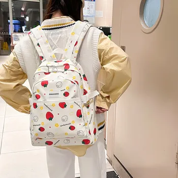 Школьный ранец с рисунком клубники 2023, Новые модные рюкзаки, милая женская студенческая сумка для девочек Y147