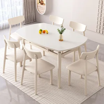 Белый простой обеденный стол, современный дизайн гостиной, обеденный стол, рассчитанный на 6 столешниц в скандинавском стиле, экономия места, украшение mesa comedor