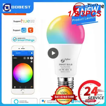1/2 / 3ШТ Tuya Zigbee LED Smart Light Home E27 Светодиодные лампы APP Control 12 Вт/15 Вт/18 Вт RGB + CW + WW Alexa Лампа С Регулируемой Яркостью Работает С Google