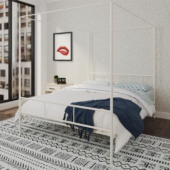 Каркас кровати-платформы Novogratz Marion с металлическим балдахином, не совсем белый