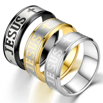 Винтажные мужские кольца с крестом христианина Иисуса из нержавеющей стали, модные свадебные Обручальные кольца для мужчин и женщин, ювелирные украшения в стиле ретро, подарок