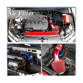 Универсальный автомобильный гоночный комплект для холодного воздухозаборника, 3-дюймовая труба, алюминиевый автомобильный фильтр, наборы шлангов и зажимов, синий