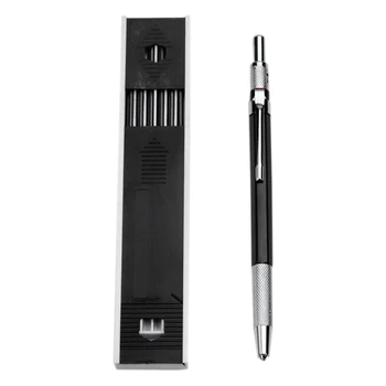 Механический карандаш 2,0 мм, грифельный карандаш для черновых рисунков, плотницких поделок, художественных эскизов с 12 сменными штучками - черный