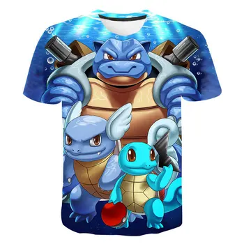 3D Одежда для мальчиков и девочек, футболка с принтом серии Pokemon, Летняя Повседневная футболка с круглым вырезом и коротким рукавом Для косплея, Забавная футболка Pokemon 4-14 лет