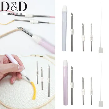 1 комплект Сменных головок для вязания и шитья своими руками, Тычковая игла, Ручка для вышивания, Регулируемый Инструмент для перфорации