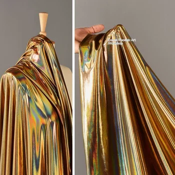 Phantom Mist Gold Fabri Мягкая, приятная для кожи Эластичная гладкая бронзирующая ткань Diy Apaprel Материал швейной ткани