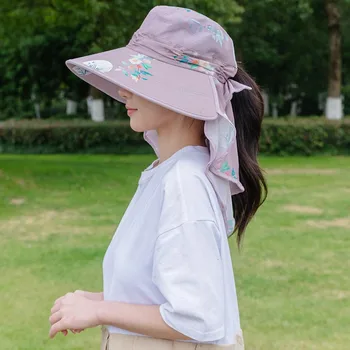 Новая уличная шляпа для сбора чая, женская дышащая солнцезащитная шляпа с большими полями, модная шляпа для защиты от насекомых Shan shui, защищающая от земли