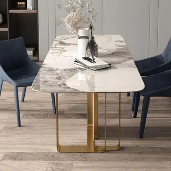 Новый Креативный Мраморный Кухонный стол на заказ с 4 стульями, Обеденный стол, Современная консоль, Набор мебели для столовой