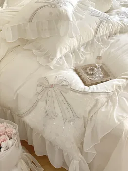 Французская Романтическая Австралийская хлопковая принцесса, чистый хлопок, кружевной цветочный пододеяльник, Простыня, домашний текстиль, постельное белье