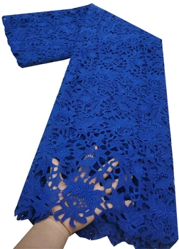 Новейший дизайн, Африканская кружевная ткань, высококачественный Нигерийский Гипюровый шнур, кружевная ткань для вечеринки, свадебное платье HTB136 Royal Blue