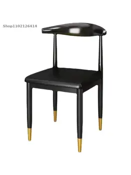 Обеденный стул для домашнего ресторана с утолщенной подсветкой роскошное кресло из кованого железа в скандинавском стиле, удобное для сидячего образа жизни, простое и современное
