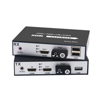 1 пара волоконно-оптического приемопередатчика 1080P 60Hz HD MI 20-километровый удлинитель USB KVM с петлевым выходом и аудио SC HDMI-волоконно-оптический удлинитель