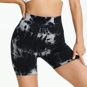 Новые шорты для бега с завышенной талией, подтягивающие бедра и живот, женские бесшовные шорты для фитнеса с завязками